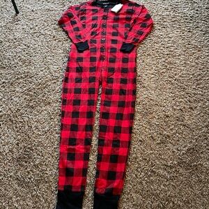 NWT Little Blue House moose on plaid adult union suit size small